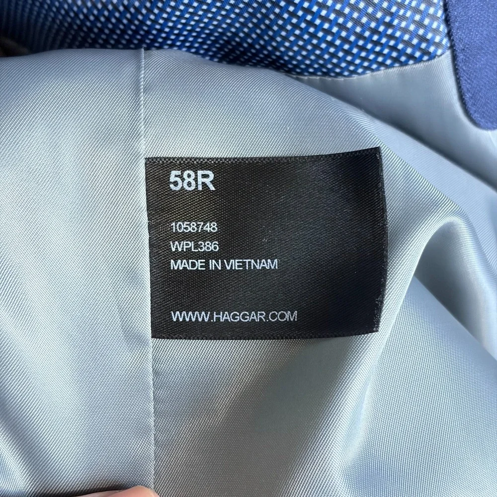 Haggar The Active Series Blazer Sport Coat Mens 58R Navy Blue Tailored Fit